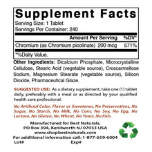 Load image into Gallery viewer, Best Naturals Chromium Picolinate 200 mcg 240 Tablets