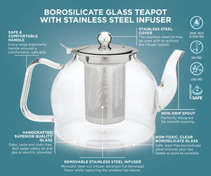 Glass Teapot With Removable Infuser, 27 oz