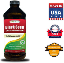 Load image into Gallery viewer, Best Naturals Black Seed Oil 16 OZ - Cold Pressed - Alcohol Free - Solvent Free - Black Cumin Seed Oil from 100% Genuine Nigella Sativa