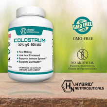 Load image into Gallery viewer, Bovine Colostrum Supplement 500mg - 30% IgG Immunoglobulin, 120 capsules