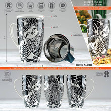 Load image into Gallery viewer, Sloth Tea Mug With Ceramic Lid + Infuser (16oz)