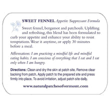 Load image into Gallery viewer, Natural Herbal Patches of Vermont, Sweet Fennel Appetite Suppressant Formula, 10 patches