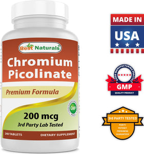 Best Naturals Chromium Picolinate 200 mcg 240 Tablets