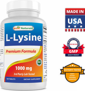 Best Naturals L-Lysine 1000 mg 180 Tablets