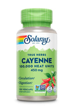 Load image into Gallery viewer, Cayenne Pepper 100,000 HU - 450mg Capsules, 100ct.