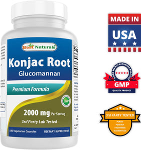 Best Naturals Konjac Root Glucomannan 2000 mg 180 VCaps