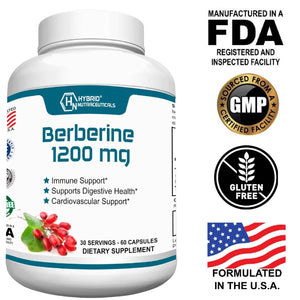 Berberine 1200mg capsules, 60 ct.
