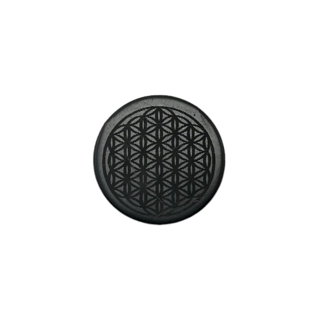 Shungite Laptop Tile, Engraved Flower of Life