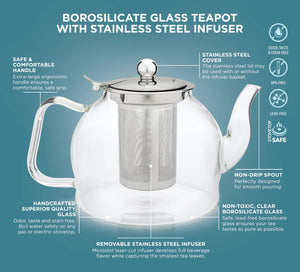 Glass Teapot With Removable Infuser, 27 oz