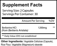 Load image into Gallery viewer, Berberine 1200mg capsules, 60 ct.