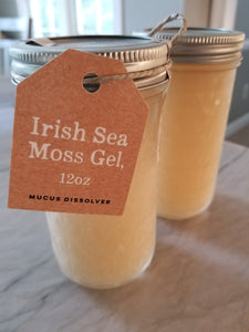 Sea moss gel in a 12 oz mason jar.