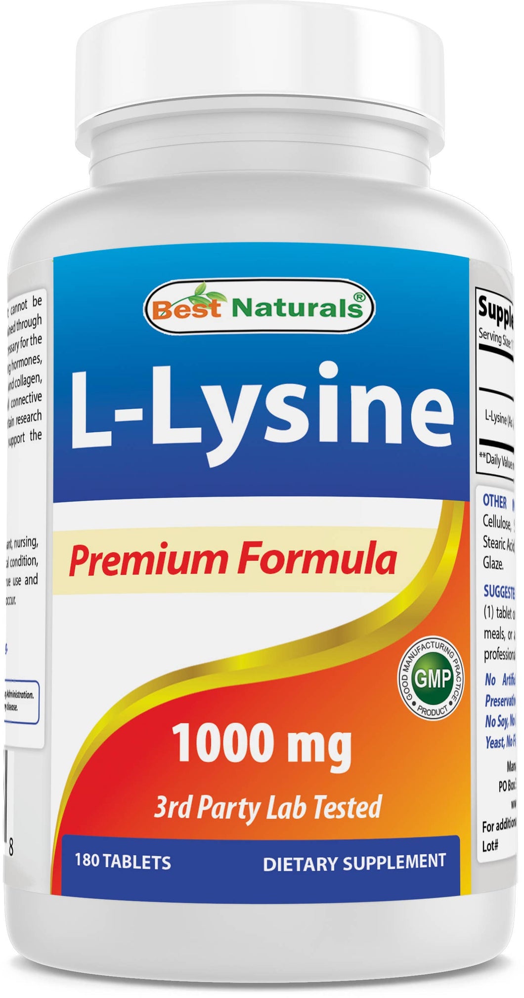 Best Naturals L-Lysine 1000 mg 180 Tablets
