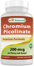Load image into Gallery viewer, Best Naturals Chromium Picolinate 200 mcg 240 Tablets